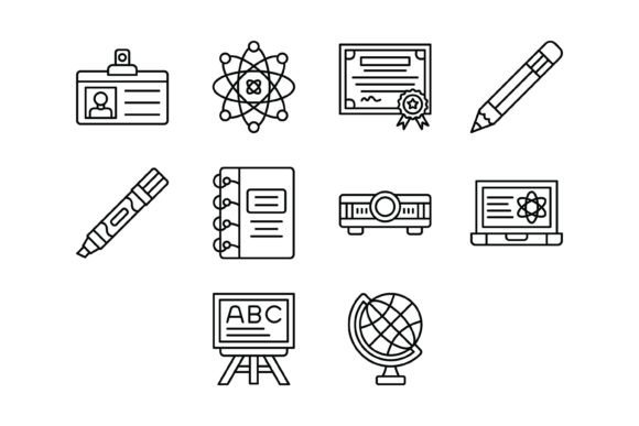 10 Education Outline Icons Bundle: Essential Design Assets