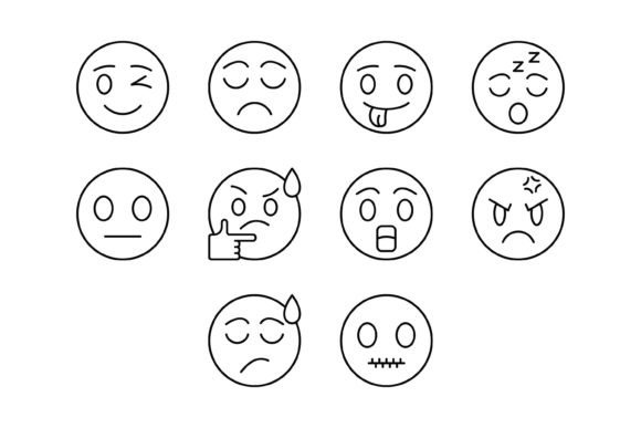 10 Emoji Outline Icons Bundle: A Designer's Guide to Visual Communication