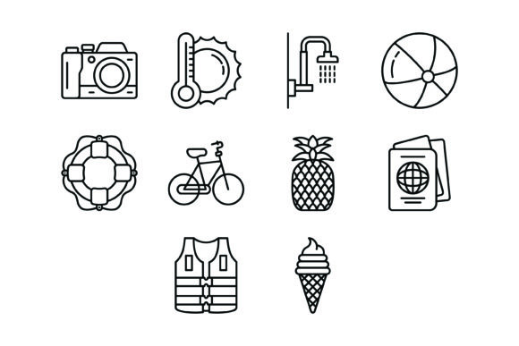 10 Summer Outline Icons Bundle: Your Design Toolkit