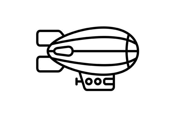 Airship Outline Icon: A Modern Design Asset for Creators