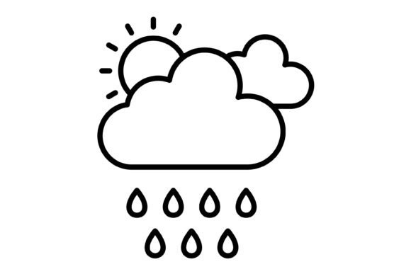 Rainy Day Outline Icon: Versatile Weather Graphics