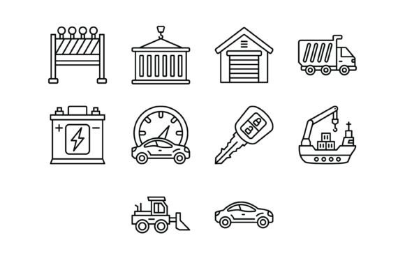 Streamline Your Visuals with 10 Transport Outline Icons